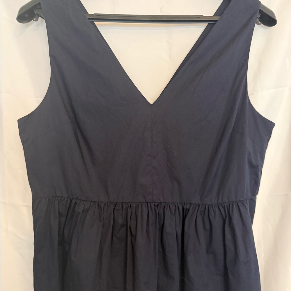 J. Crew Navy Sleeveless V-Neck Gathered Waist Top